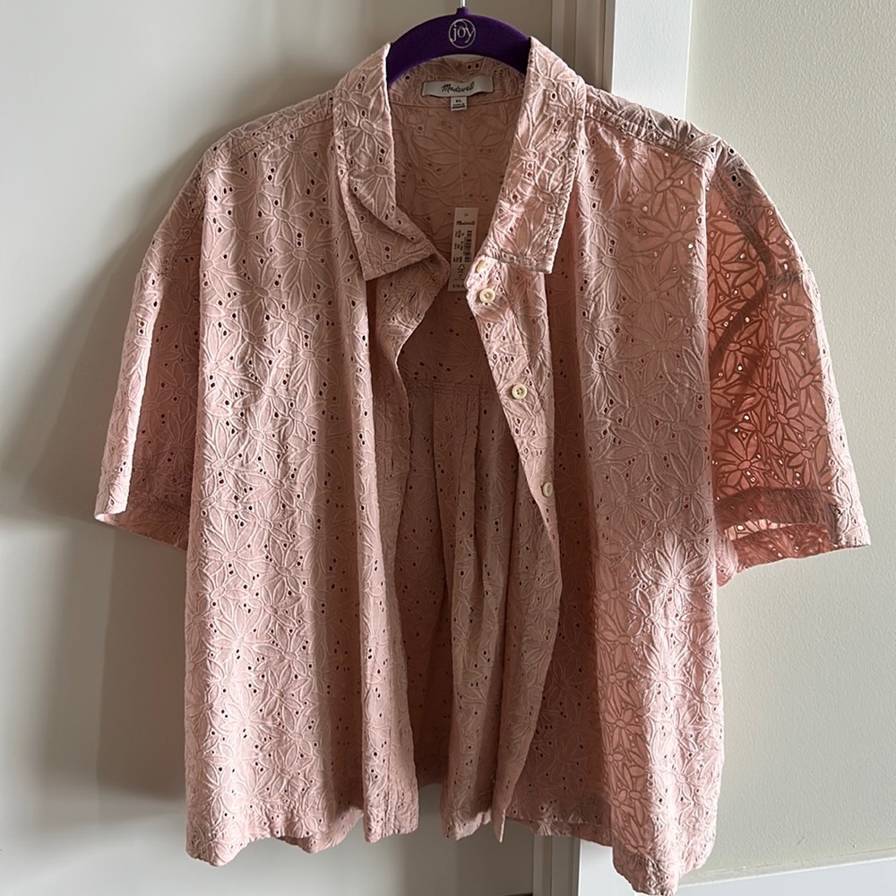 Madewell size XL pink short sleeve button down